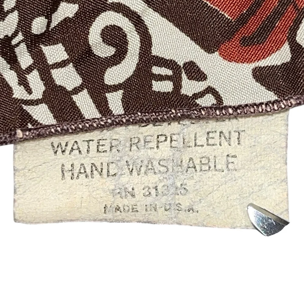 Vintage Burnt Orange Cream Brown Fish Pattern Scarf 100% Polyester‎ Made In USA